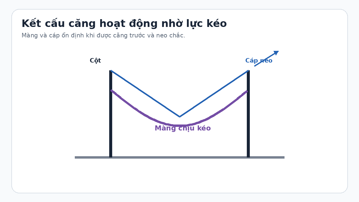 Sơ đồ kết cấu căng Sơ đồ màng cáp và cột trong kết cấu căng